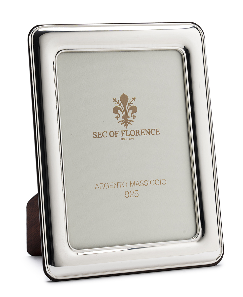 Cornice d'argento modello 10x15 Cornice Portafoto in Argento Massiccio 925  con Retro in Legno Mogano 10x15/7304 - Sec of Florence