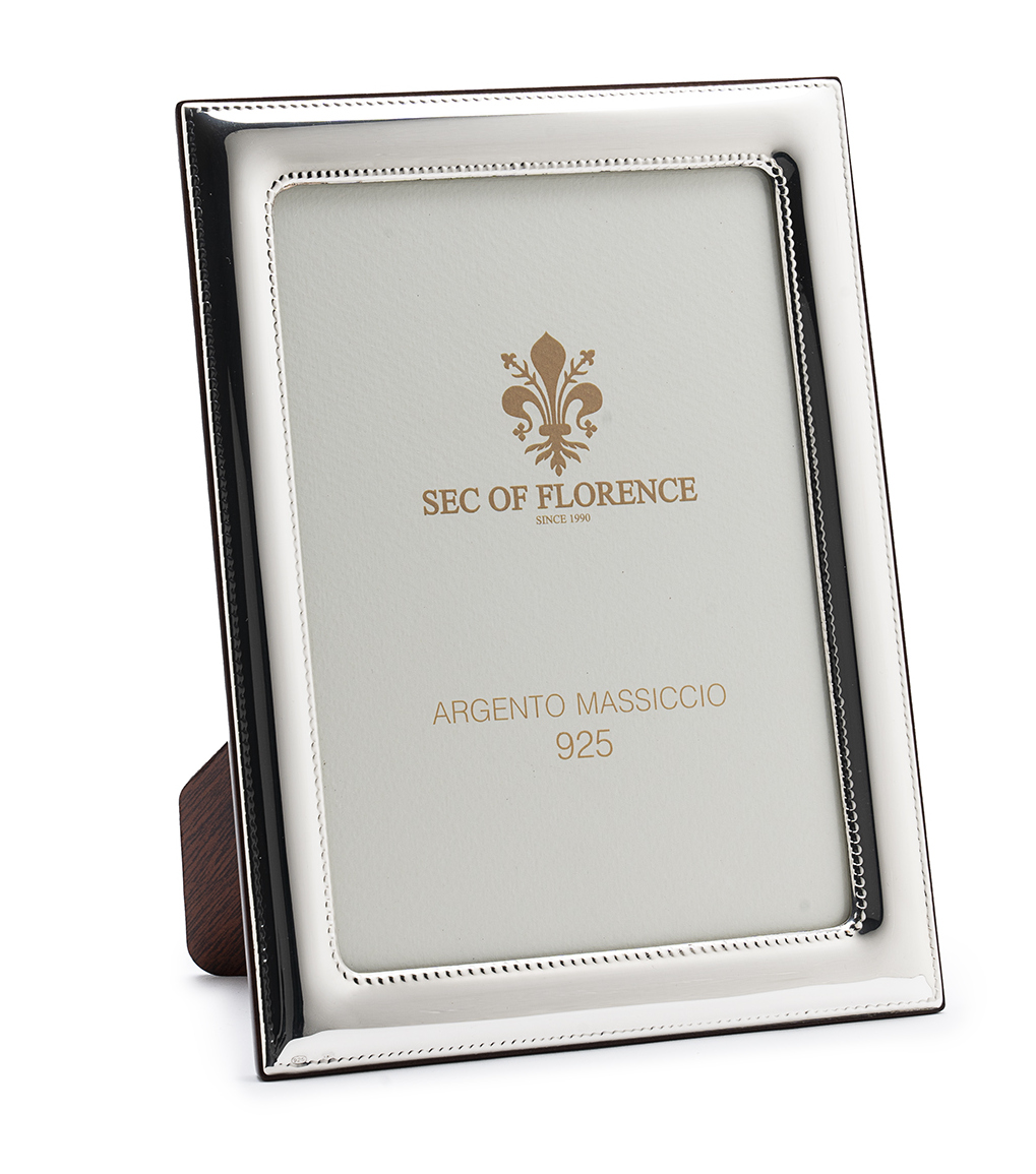 Cornice d'argento modello 18x24 Cornice Portafoto in Argento Massiccio 925  con Retro in Legno Mogano 18x24/7308 - Sec of Florence
