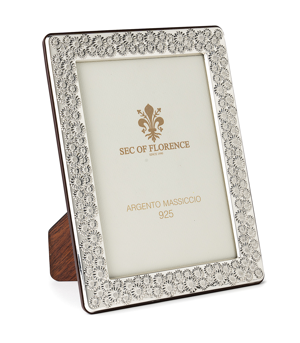 Cornice d'argento modello 10x15 Cornice Portafoto in Argento Massiccio 925  con Retro in Legno Mogano 10x15/7348 - Sec of Florence