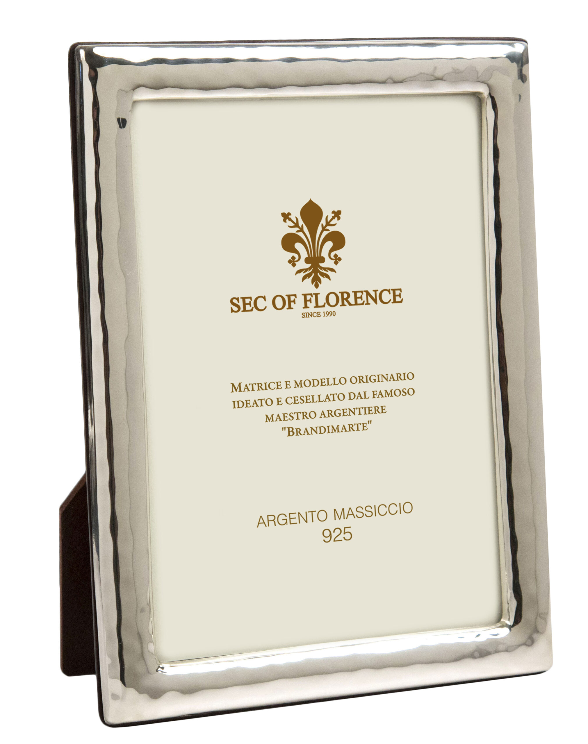 Cornice d'argento modello 15x20 Cornice Portafoto in Argento Massiccio 925  con Retro in Legno Mogano 15x20/5142 - Sec of Florence