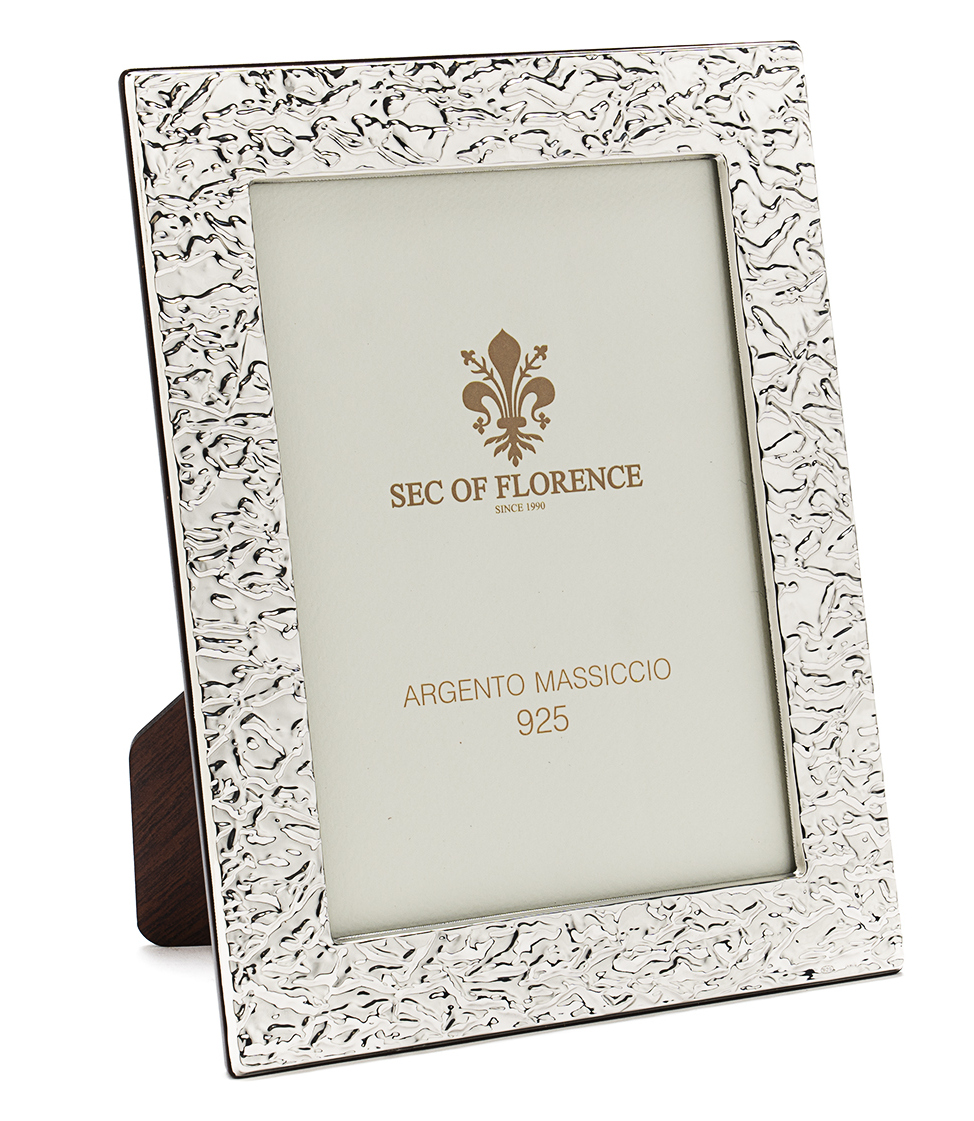 Cornice d'argento modello 10x15 Cornice Portafoto in Argento Massiccio 925  con Retro in Legno Mogano 10x15/7215 - Sec of Florence